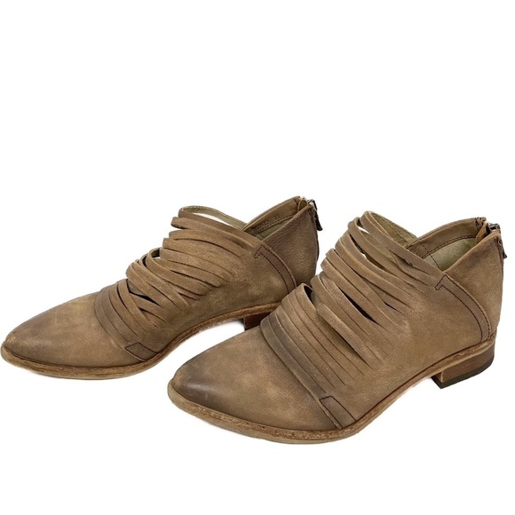 Free People Lost Valley Leather Distressed Ankle Booties, Taupe - Size 37 - Picture 8 of 12